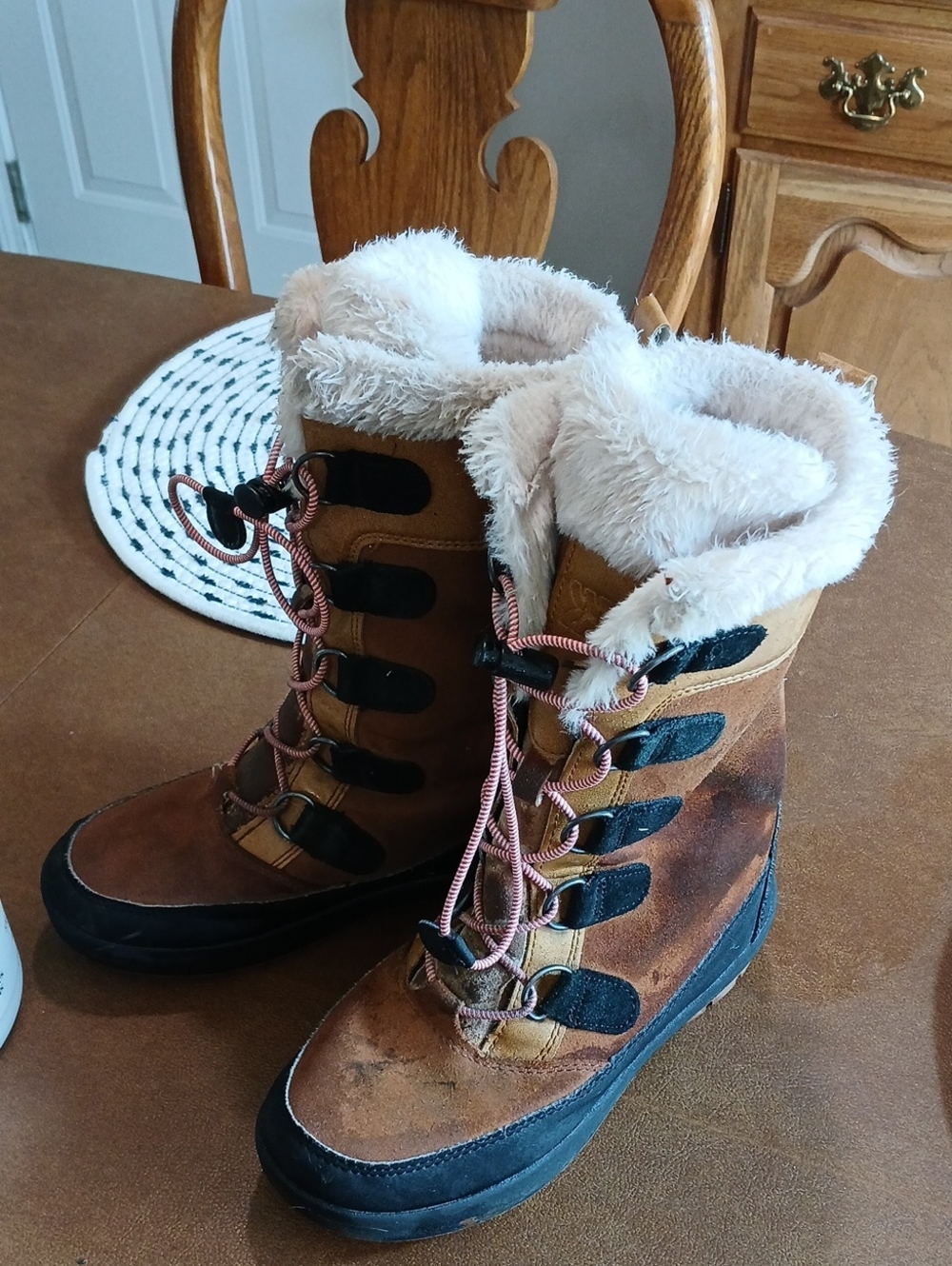 Kids Faux-Fur Lined Brown Tan Winter Boots